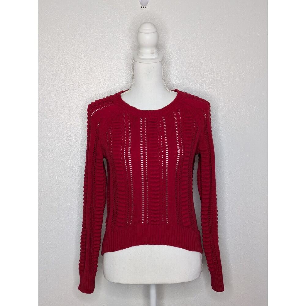 Romeo & Juliet Couture Women's Cropped Ribbed Open Knit Sweater Size Small